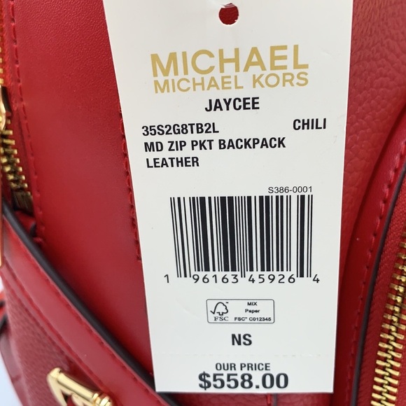 MICHAEL KORS JAYCEE MEDIUM ZIP POCKET BACKPACK & LARGE TRAVEL CONTINENTAL WRISTL - Picture 12 of 16